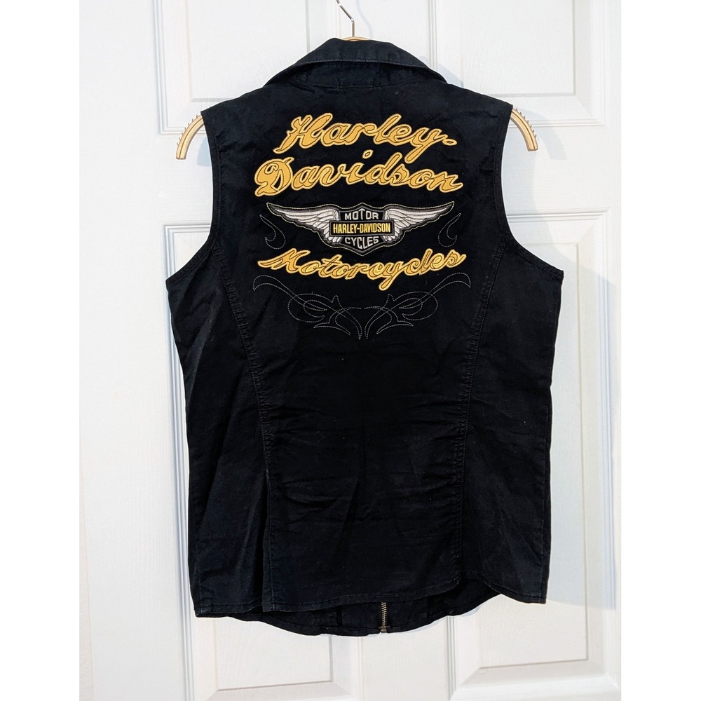 Harley-Davidson Black Vest with Gold Embroidered Logo